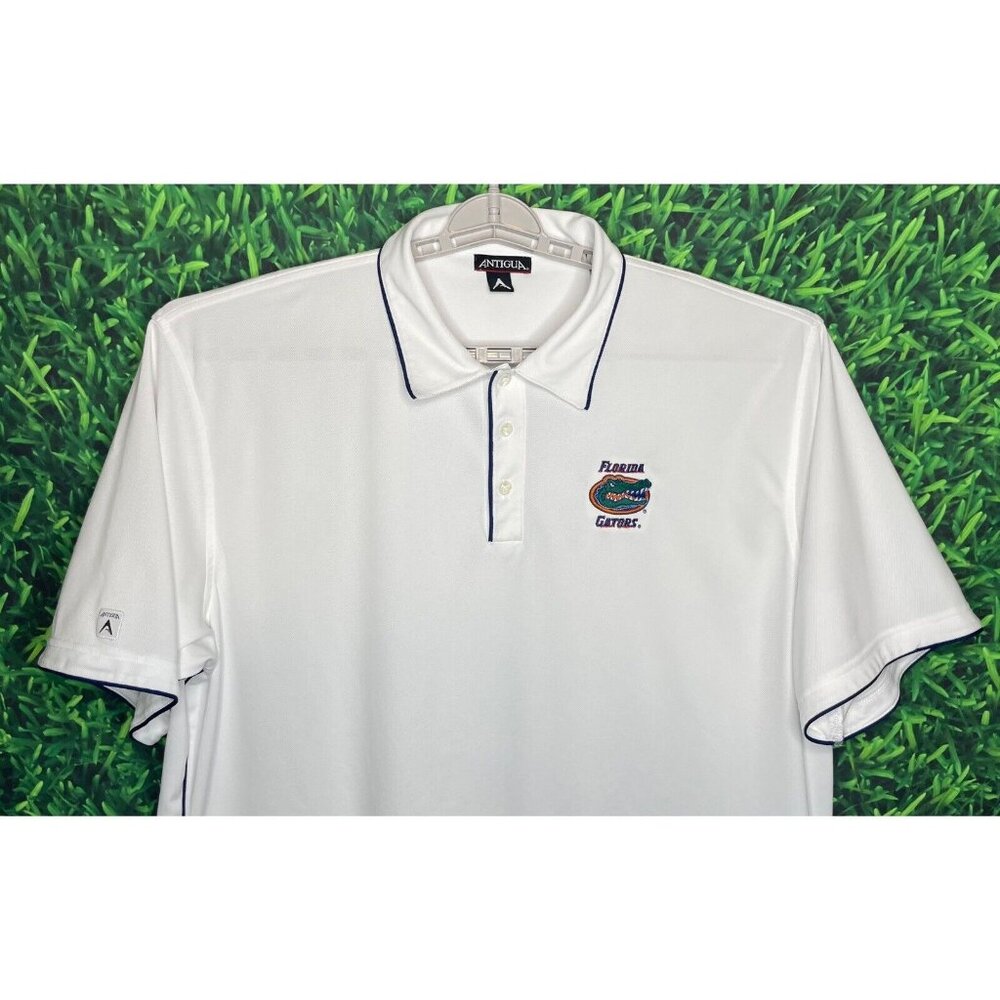 Florida Gators UF Short Sleeve Antigua White Stretch Polo Shirt Mens XXL